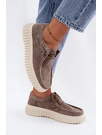 Kožené Semišové Dámské Polobotky na Podpatku Taupe Jamila Kožené Semišové Dámské Polobotky na Podpatku Taupe Jamila