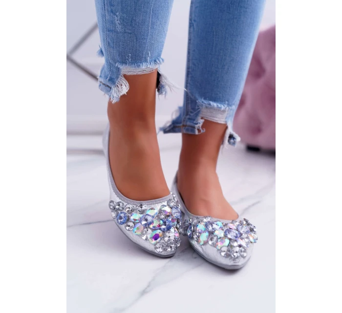 Kožené Baleríny S Ozdobnými model 21511200 Stříbrné Crystal - Boto