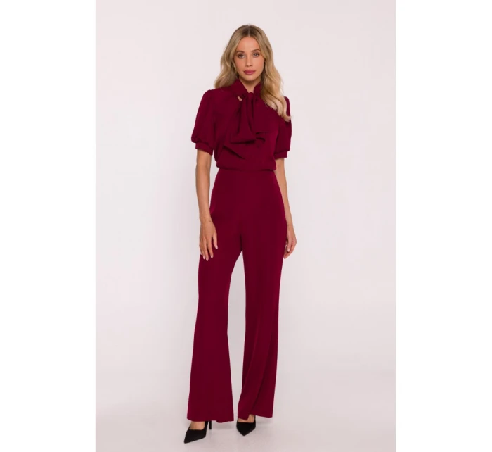S421 Kombinéza s mašlí na zavazování - bordó
