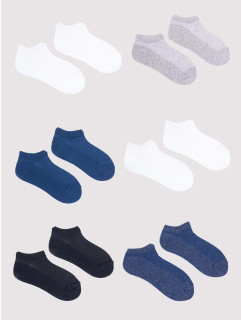 Yoclub Chlapecké kotníkové tenké bavlněné ponožky Basic Plain Colours 6-pack SKS-0027C-0000-002 Multicolour
