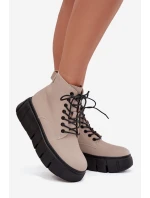 Dámské kožené kotníkové boty na platformě Vinceza – béžové Dámské kožené kotníkové boty na platformě Vinceza – béžové