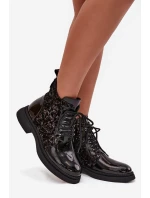 Lakované dámské botky D&A – černé, zateplené Lakované dámské botky D&A – černé, zateplené