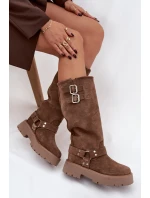 Dámské kozačky Helisse – černé, s pásky a stříbrnými přezkami Dámské kozačky Helisse – černé, s pásky a stříbrnými přezkami