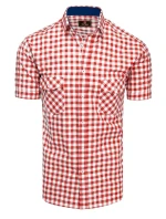 Pánská červenobílá kostkovaná košile s krátkým rukávem FashionStreet KX0954
