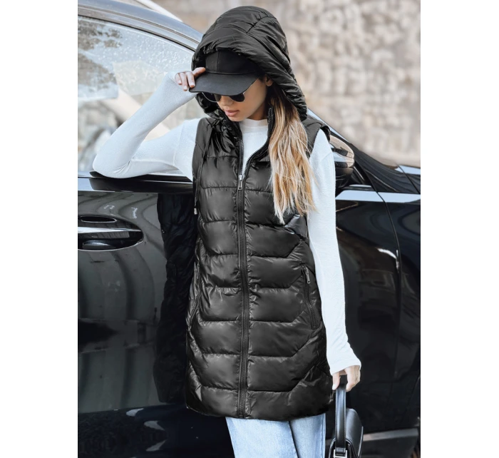 Dámská prošívaná vesta s kapucí černá FashionStreet TY5259