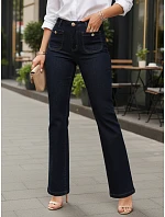 Dámské džíny s vysokým pasem a širokými nohavicemi tmavě modré FashionStreet UY2949