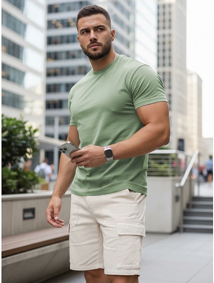 Pánské klasické světle zelené tričko FashionStreet RX5681