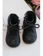 Dětské Brokatové Botky Oceněné Se Zipem Černé Saussa Dětské Brokatové Botky Oceněné Se Zipem Černé Saussa