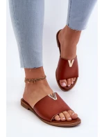 Dámské sandály z eko kůže na ploché podrážce hnědé model 21657846 - EVENTO Dámské sandály z eko kůže na ploché podrážce hnědé model 21657846 - EVENTO