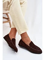 Dámské mokasiny z pravé semišové kůže Big Star TT274208 Čokoládové Dámské mokasiny z pravé semišové kůže Big Star TT274208 Čokoládové