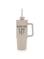 EVERY DEJ IS GUD DEJ - béžový cestovní hrnek s průhledným víčkem 900 ml