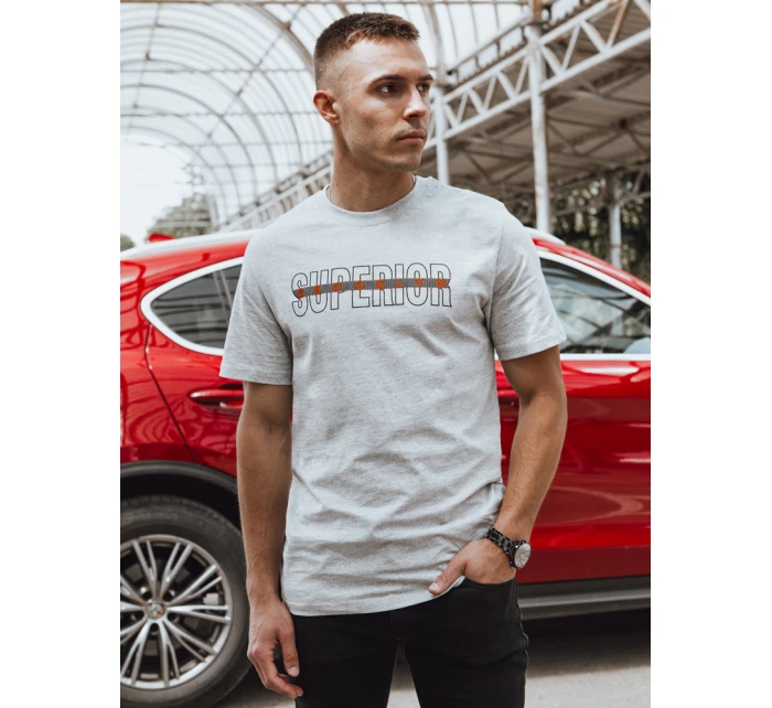 Pánské šedé tričko s potiskem FashionStreet RX5385