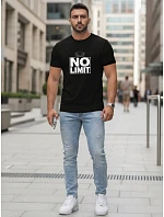 Pánské bavlněné tričko s potiskem No limit černé FashionStreet NX0129R Pánské bavlněné tričko s potiskem No limit černé FashionStreet NX0129R