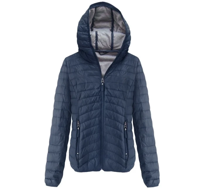 Tmavě modrá prošívaná bunda s kapucí (B1078-30)