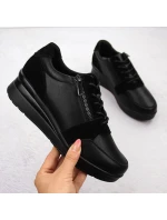 Černé dámské kožené tenisky na podpatku Sergio model 21904571 - LEONE Černé dámské kožené tenisky na podpatku Sergio model 21904571 - LEONE