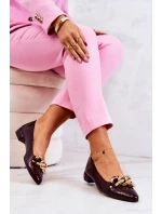 Kožené Lakovaný lodičky z hadí kůže kaštanové Elissabeth