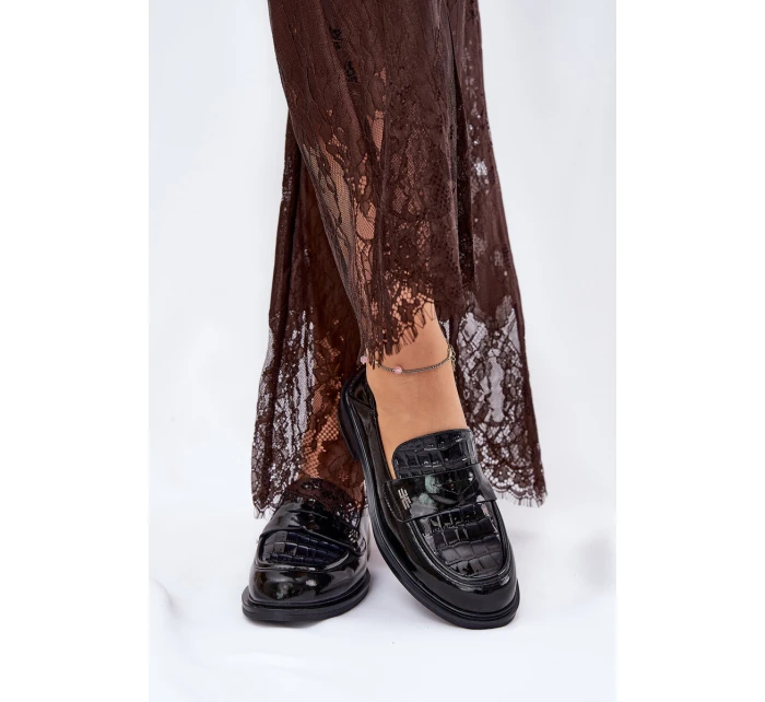 Lakované Kožené Mokasíny Dámské model 21691310 Černé - VINCEZA