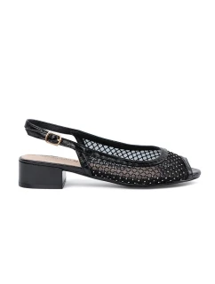 Moderní černé dámské  sandály Obcas