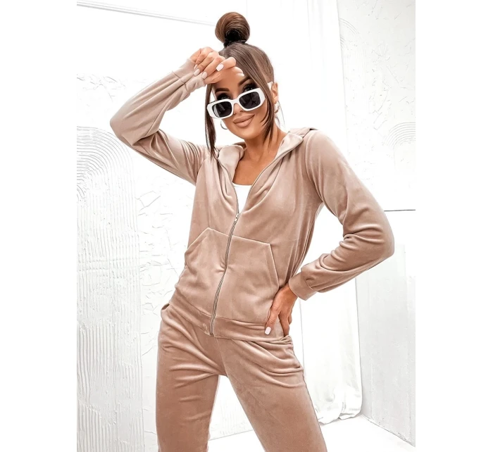 Béžová dámská tepláková souprava s rozepínací mikinou model 21463532 - Moon