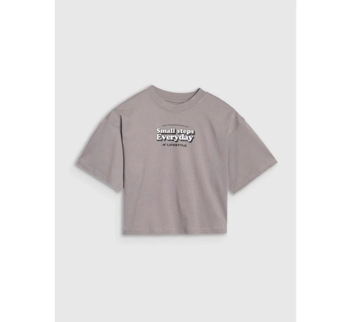 Dívčí oversize crop top s potiskem 4F 4FJRSS25TTSHF2587-83S Dívčí oversize crop top s potiskem 4F 4FJRSS25TTSHF2587-83S