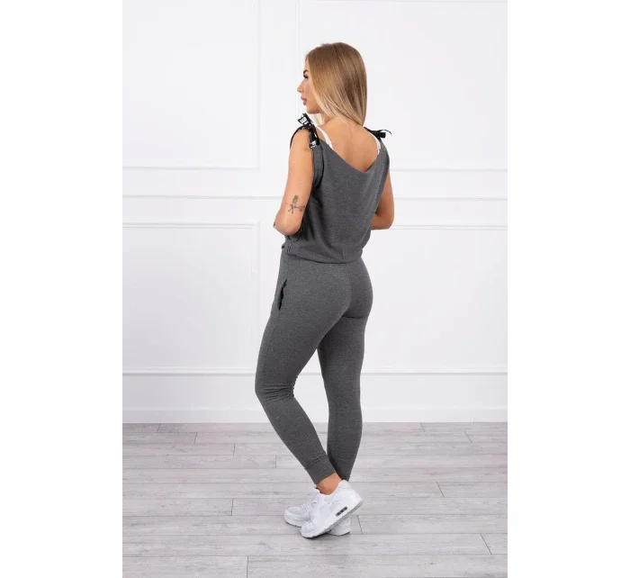 Kalhoty/oblek s nápisem selfie graphite