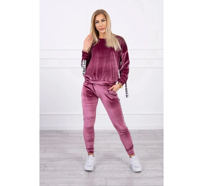 Láska velurová sada tmavě růžová Láska velurová sada tmavě růžová