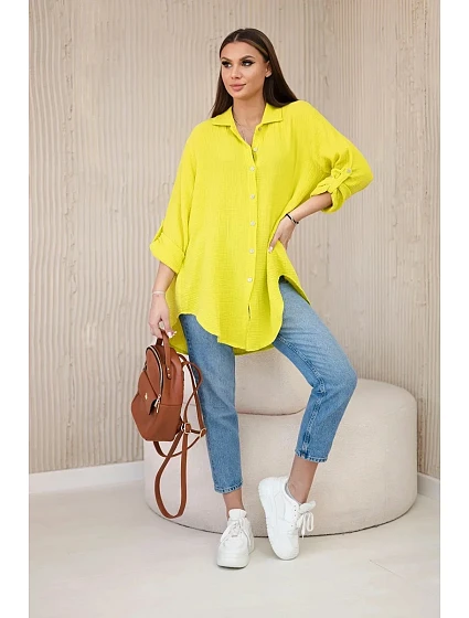 Bavlněná mušelínová košile oversize kiwi Bavlněná mušelínová košile oversize kiwi