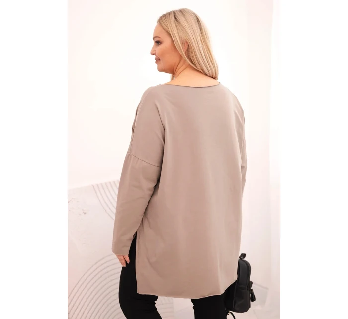 Dámská bavlněná blůza Plus Size asymetrická s dlouhým rukávem fango