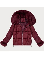 Péřová dámská bunda ve vínové barvě s límcem model 22553149 - S'WEST Péřová dámská bunda ve vínové barvě s límcem model 22553149 - S'WEST