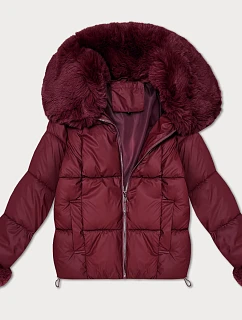 Péřová dámská bunda ve vínové barvě s límcem model 22553149 - S'WEST