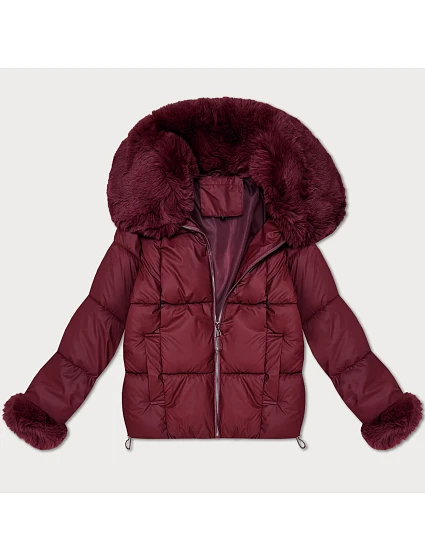 Péřová dámská bunda ve vínové barvě s límcem model 22553149 - S'WEST Péřová dámská bunda ve vínové barvě s límcem model 22553149 - S'WEST