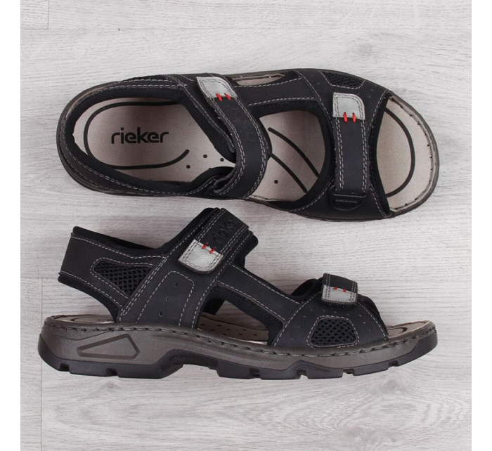 Rieker M R447 Pohodlné sandály na suchý zip černé