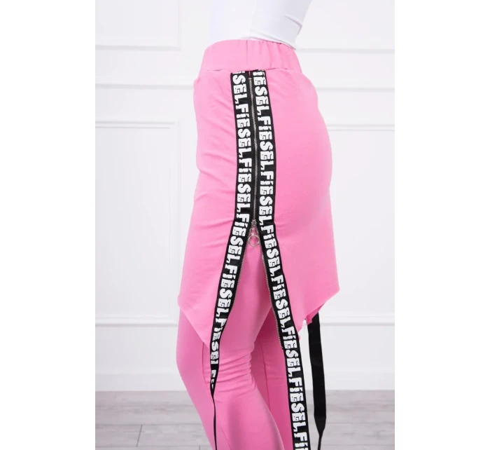 Kalhoty/oblek s nápisem selfie světle růžový