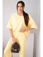 Dámský máslový komplet z viskózy mikina a široké kalhoty světle fialový