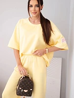 Dámský máslový komplet z viskózy mikina a široké kalhoty světle fialový