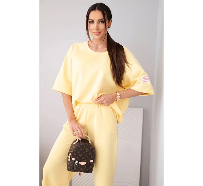 Dámský máslový komplet z viskózy mikina a široké kalhoty světle fialový