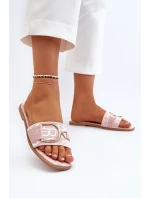 Lesklé Dámské Žabky S Ozdobou Růžové Taleci