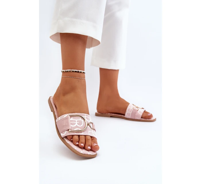 Lesklé Dámské Žabky S Ozdobou Růžové Taleci