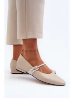 Dámské kožené na ploché podrážce  béžové model 21656270 - Laura Messi