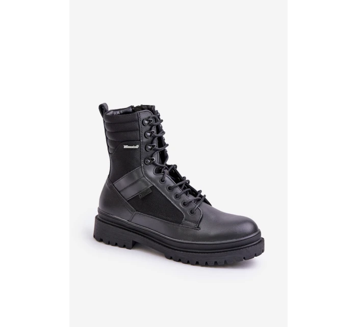 Kožené Traperky Kotníkové Boty Pánské Zateplené Big Star OO174164 Černé Kožené Traperky Kotníkové Boty Pánské Zateplené Big Star OO174164 Černé