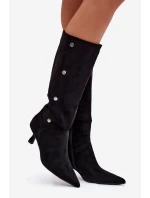 Dámské Kozačky Na Podpatku S Ozdobnými Černé model 21788118 - Boto Dámské Kozačky Na Podpatku S Ozdobnými Černé model 21788118 - Boto