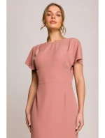 model 20966239 Tužkové šaty s rozparkem na boku růžové - STYLOVE model 20966239 Tužkové šaty s rozparkem na boku růžové - STYLOVE