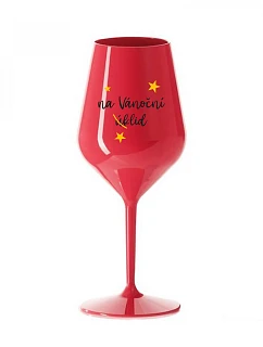 NA VÁNOČNÍ ÚKLID - červená nerozbitná sklenice na víno 470 ml