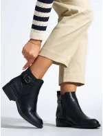 Luxusní kotníčkové boty dámské černé na plochém podpatku Luxusní kotníčkové boty dámské černé na plochém podpatku