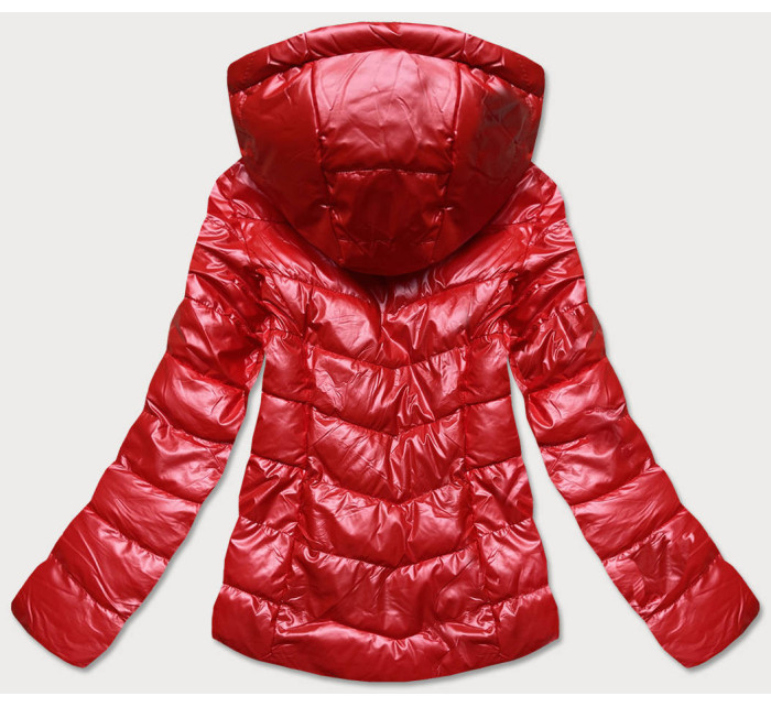 Lesklá červená bunda se vzorovanými vsadkami (W718)