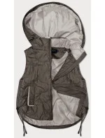 Krátká dámská vesta v khaki barvě s odepínací kapucí BH Forever (BH-2414) Krátká dámská vesta v khaki barvě s odepínací kapucí BH Forever (BH-2414)