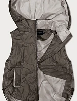 Krátká dámská bunda bez rukávů BH Forever v khaki barvě s odnímatelnou kapucí (BH-2414)