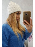Fleecová čepice model 18750825 bílá - K-Fashion Fleecová čepice model 18750825 bílá - K-Fashion