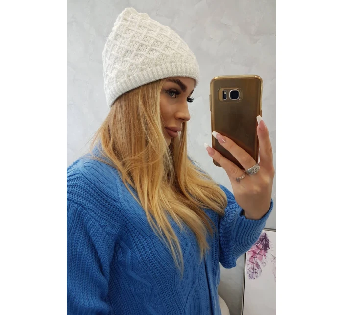 Fleecová čepice model 18750825 bílá - K-Fashion Fleecová čepice model 18750825 bílá - K-Fashion