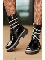 Lakované Kotníkové Boty Se Zdobením Černé Kikizelle Lakované Kotníkové Boty Se Zdobením Černé Kikizelle